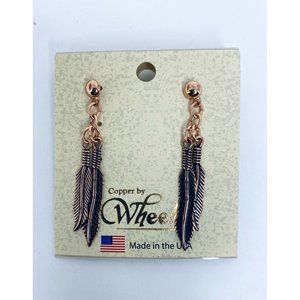 NEW Copper Double Feather Dangle Earrings